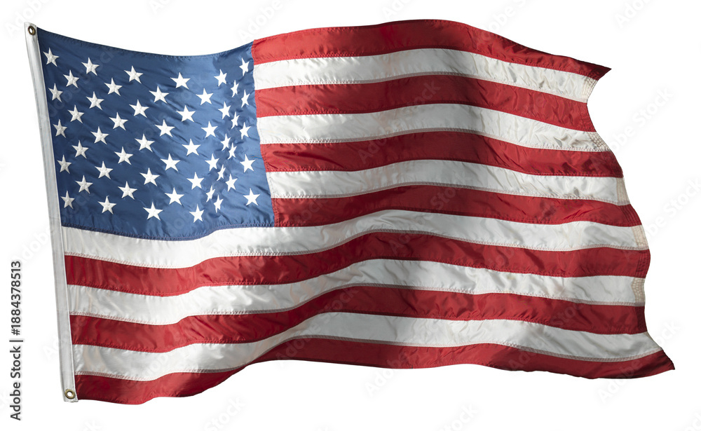 Obraz premium American Flag Waving in Wind: Stars and Stripes Symbol of Freedom and Patriotism