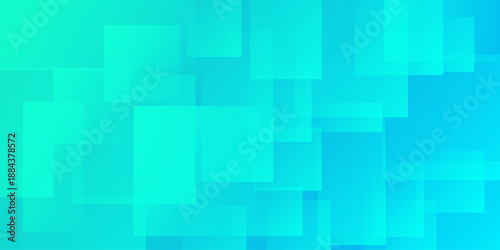 Abstract background with transparent cyan blue overlapping geometric squares pattern