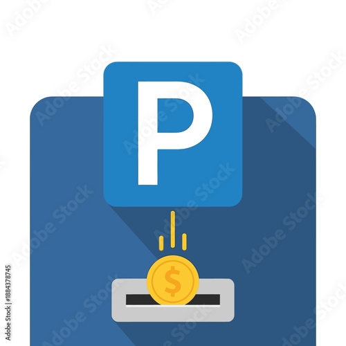 Parking Meter Icon with Coin Slot and Dollar Sign - Paid Parking and Fee Concept