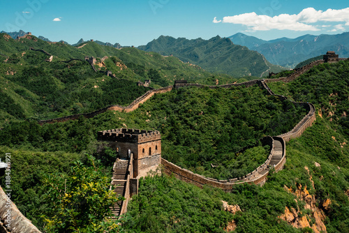Foto Great Wall of China cultural heritage site in natural landscape