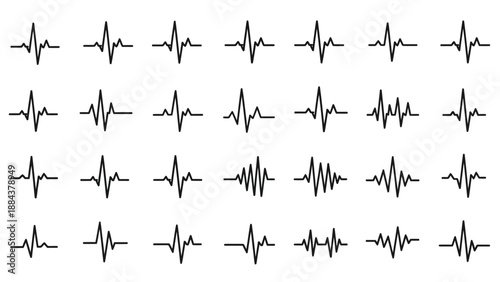 Collection of various ECG heartbeat tracings.