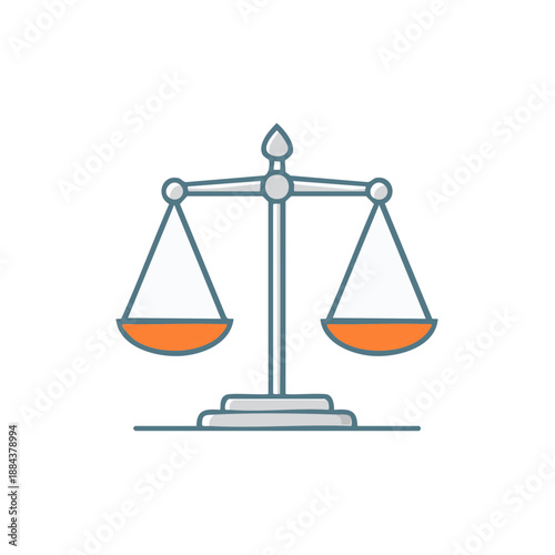 Scales of Justice Symbolizing Law and Legal Equality in Balanced Equilibrium