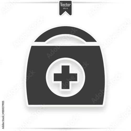 Physician or doctor bag flat icon for medical app and website