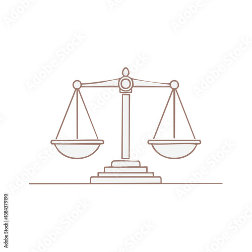 Line art depiction of justice scales for courtroom or legal themes