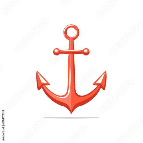 Vibrant Red Anchor Graphic: Nautical Symbol, Maritime Design, Marine Equipment Illustration