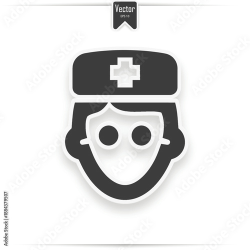 Doctor avatar vector icon on white background. Material Style