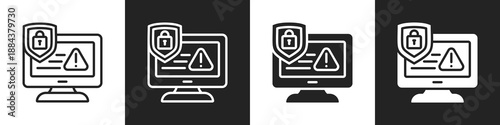 Prevent Line And Solid Icon In White And Black Background