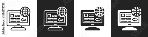 Information Line And Solid Icon In White And Black Background