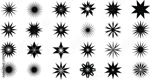 Hand drawn star sparkle shine of doodle set. Star shine twinkle glow, spark glitter, magic party light vector illustration. Hand drawn sketch doodle style line sparkle elements. Vector illustration