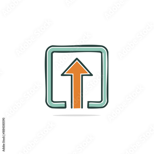 Free Download Hand Drawn Style Upload Icon in Square Button Frame. Arrow pointing upwards inside a square shape. Send data symbol, graphic vector - GFXLoad