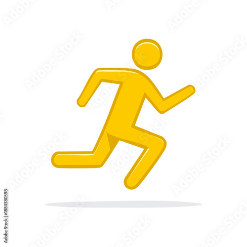 Yellow Humanoid Figure Sprinting or Running, Depicting Speed and Movement in a Cartoon Style