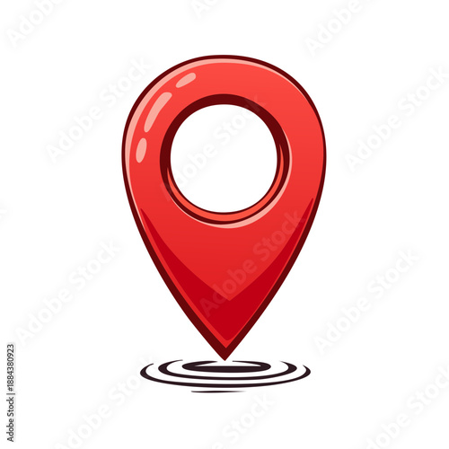 Red Map Location Pointer With Water Ripples. Map Pin Symbol Showing Location for Mobile App and Design. Navigation Concept