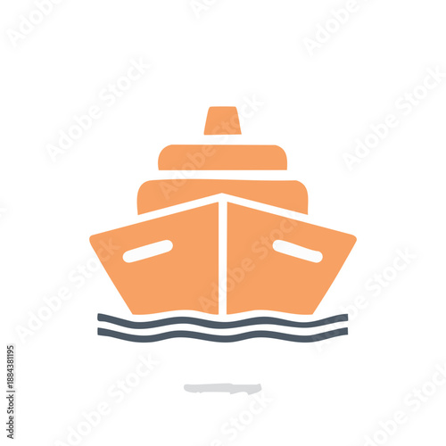 Front View of a Cruise Ship on Water Waves Travel Icon Sea Vessel Trip