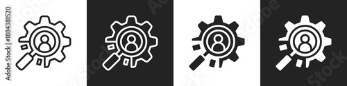 Human Resource Line And Solid Icon In White And Black Background