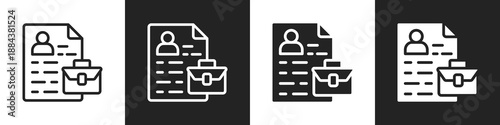 Curriculum Vitae Line And Solid Icon In White And Black Background