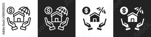 Employee Benefits Line And Solid Icon In White And Black Background