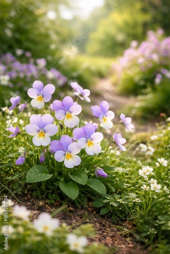 Wild Violet Flower in Bloom on Natural Background 