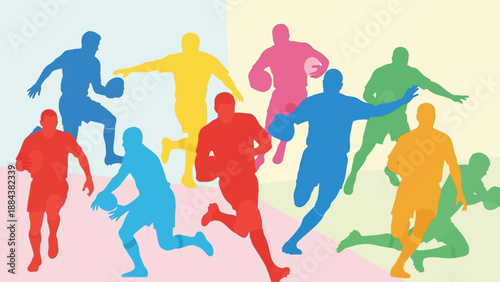 Vibrant Silhouettes of Athletes in Dynamic Motion.