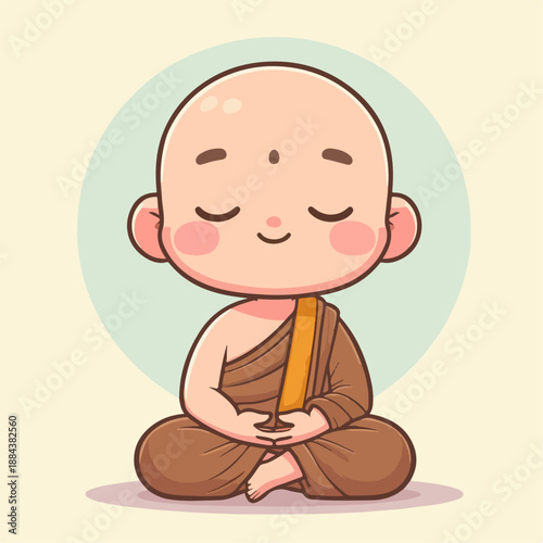 Cute cartoon monk vector illustration