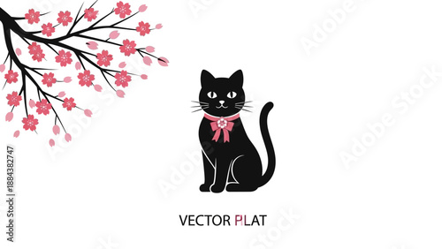 Black Cat Wearing Pink Bow.