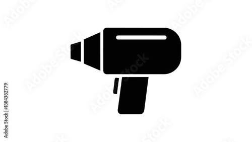Black hair dryer isolated on white.