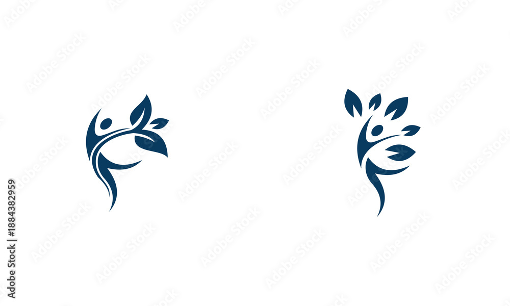 Fototapeta premium Abstract Human Figures with Leaf Motifs Representing Growth and Nature.