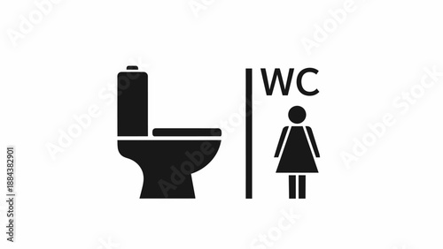 Black toilet and female symbol sign.