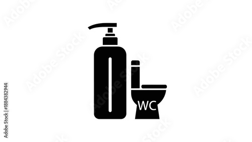 Black toiletries and bathroom icons set.