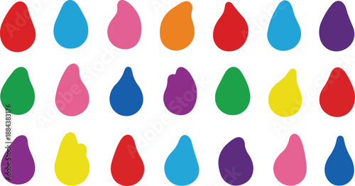  Organic colorful blob shapes. Round abstract organic shape collection. Pebble, drops and stone silhouettes. Random abstract liquid organic irregular blotch shapes. Collection of modern form