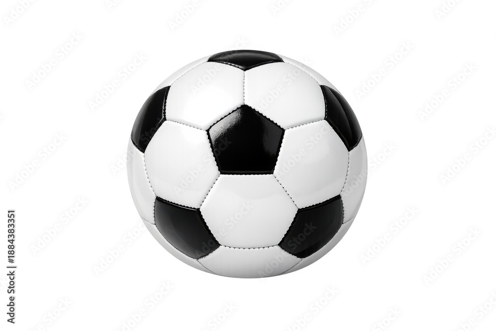 Fototapeta premium Soccer ball with classic black and white pattern for sports, game, and competition themes, transparent background