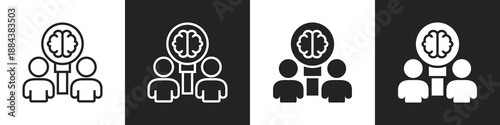Researcher Line And Solid Icon In White And Black Background