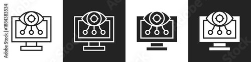 Vision Line And Solid Icon In White And Black Background