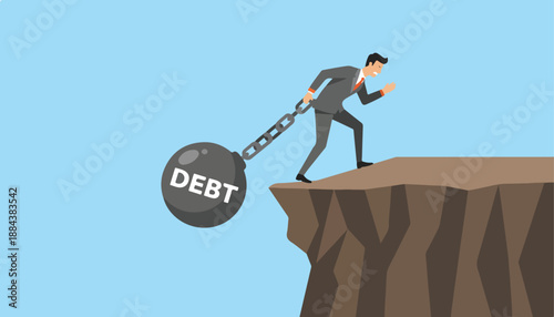 Man struggling with heavy debt burden.