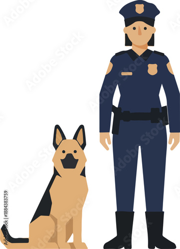 Police Officer and German Shepherd Dog Partnership.