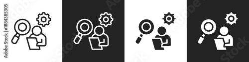 Inspection Line And Solid Icon In White And Black Background