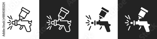Spray Gun Line And Solid Icon In White And Black Background