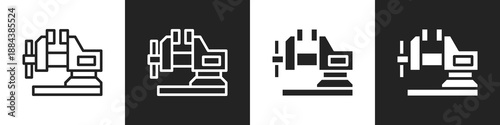 Canvas-taulu Vise Line And Solid Icon In White And Black Background