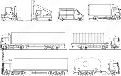 Diverse Transportation Vehicles Representing Logistics and Transportation Industry