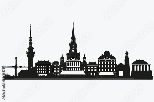 Helsinki travel city view silhouette sketch illustration vector