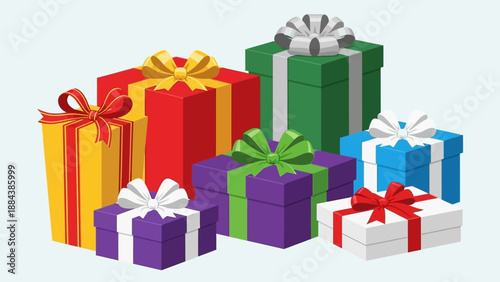 Colorful wrapped presents with ribbons 11.