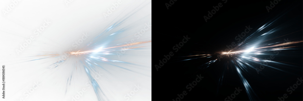 Fototapeta premium Blue neon speed line, yellow light streak, abstract motion burst effect PNG, transparent glowing energy
