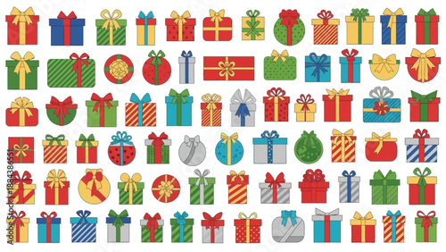 Colorful gift boxes and presents icons 7.