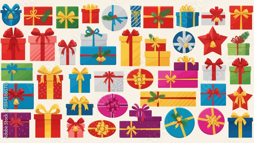 Colorful gift boxes and presents.