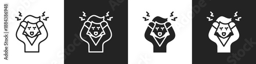 Stress Line And Solid Icon In White And Black Background