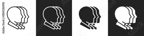 Dissociative Identity Disorder Line And Solid Icon In White And Black Background