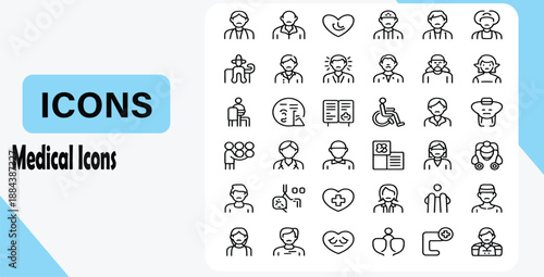 medical icons set on white background