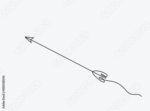 Continuous one line drawing of arrow on white background