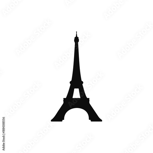 Eiffel tower silhouette vector flat illustration design.