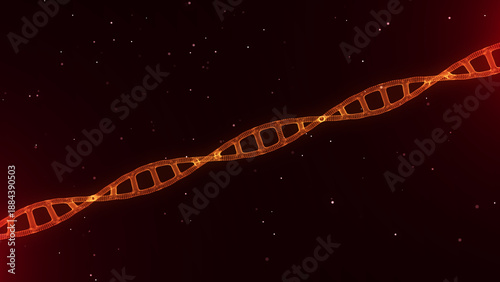 Abstract moving DNA wave with dots and lines. Concept network connection system data. Music sound background. Genetic biotechnology and artificial intelligence. 3D rendering.