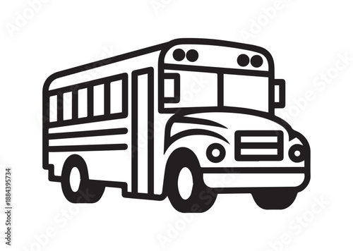 School bus Line Art Icon, Outline Stock Vector Illustration